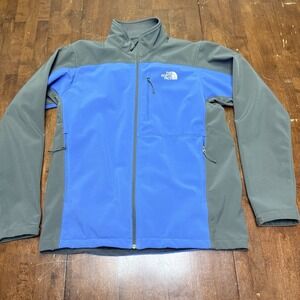 The North Face Men's Large Blue Color Block Soft‎ Shell Fleece Lined Apex Jacket